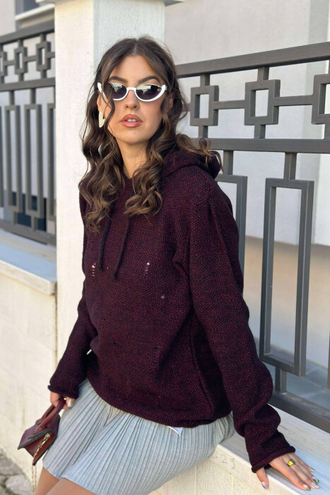 TWO COLORS WOMAN SWEATER BURGUNDY/VISHNJE - 3