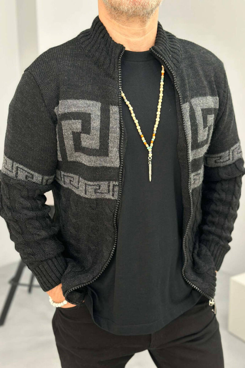 TWO COLORS MEN CARDIGANS BLACK/ E ZEZE - 1