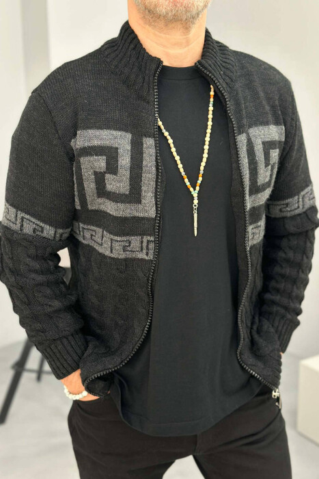 TWO COLORS MEN CARDIGANS BLACK/ E ZEZE 