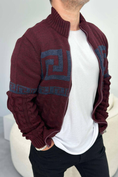 TWO COLORS MEN CARDIGANS BURGUNDY/VISHNJE 