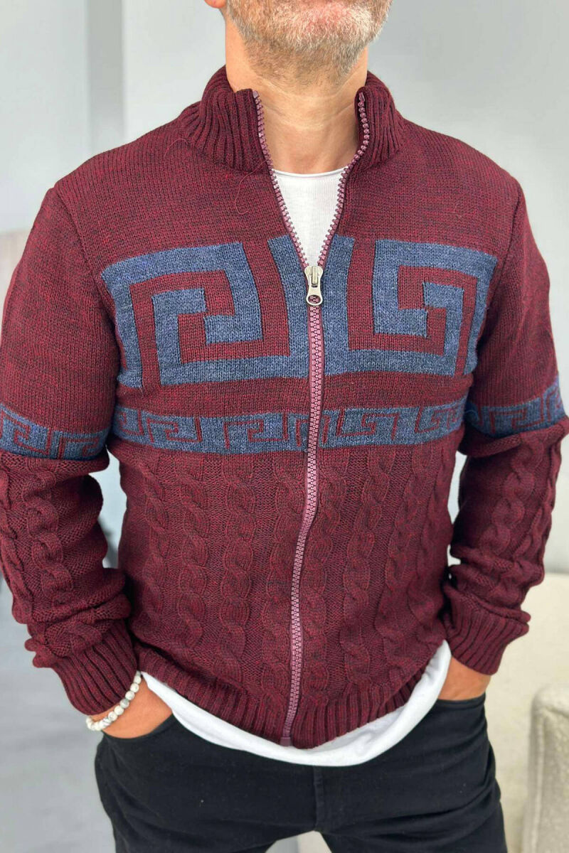 TWO COLORS MEN CARDIGANS BURGUNDY/VISHNJE - 2