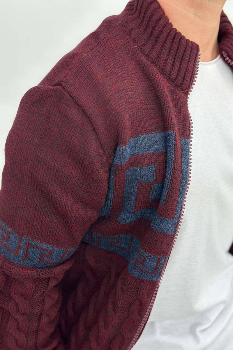 TWO COLORS MEN CARDIGANS BURGUNDY/VISHNJE - 3
