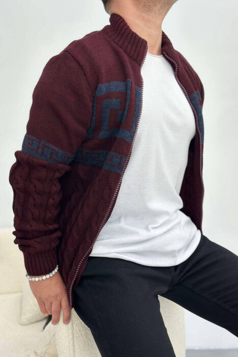 TWO COLORS MEN CARDIGANS BURGUNDY/VISHNJE - 4