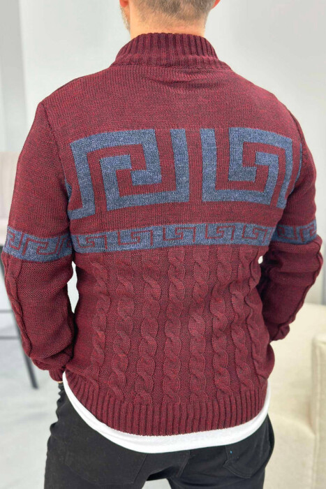 TWO COLORS MEN CARDIGANS BURGUNDY/VISHNJE - 5