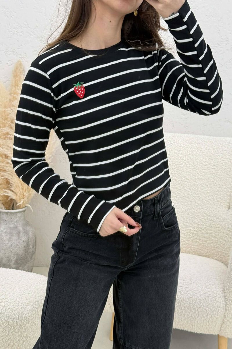 TWO COLORS STRAIGHT DESIGN WOMAN SWEATSHIRT BLACK-WHITE/ZB - 4