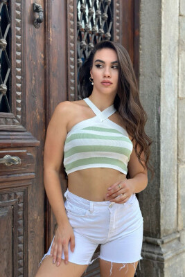 TWO COLORS STRAPS WOMAN TOP MINT/MENTE - 2