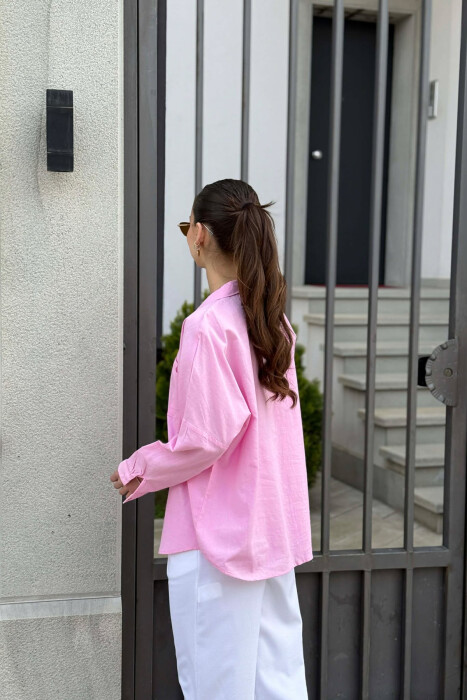 TWO FRONT POCKETS ONE COLOR WOMAN SHIRT PINK/ROZE - 2