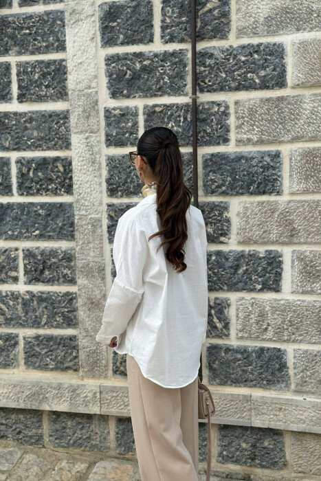 TWO FRONT POCKETS ONE COLOR WOMAN SHIRT WHITE-E BARDHE - 4