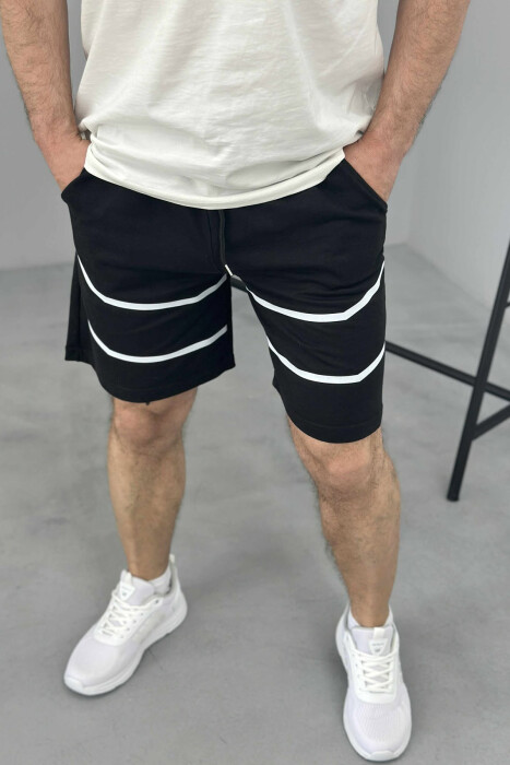 TWO LINES MEN SHORT SWEATPANTS BLACK/ E ZEZE - 2