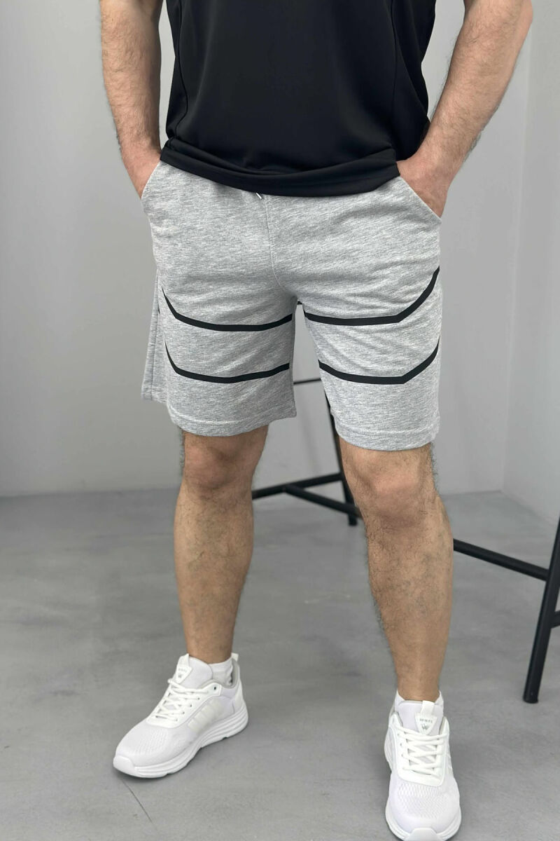 TWO LINES MEN SHORT SWEATPANTS GREY/GRI - 1