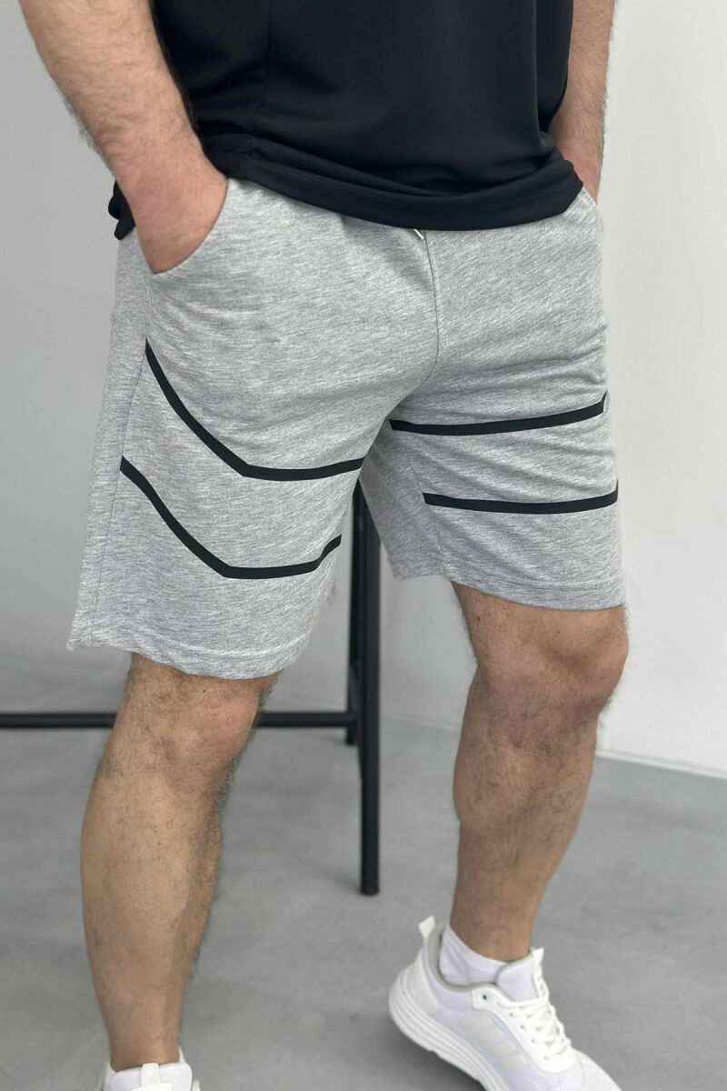 TWO LINES MEN SHORT SWEATPANTS GREY/GRI - 2