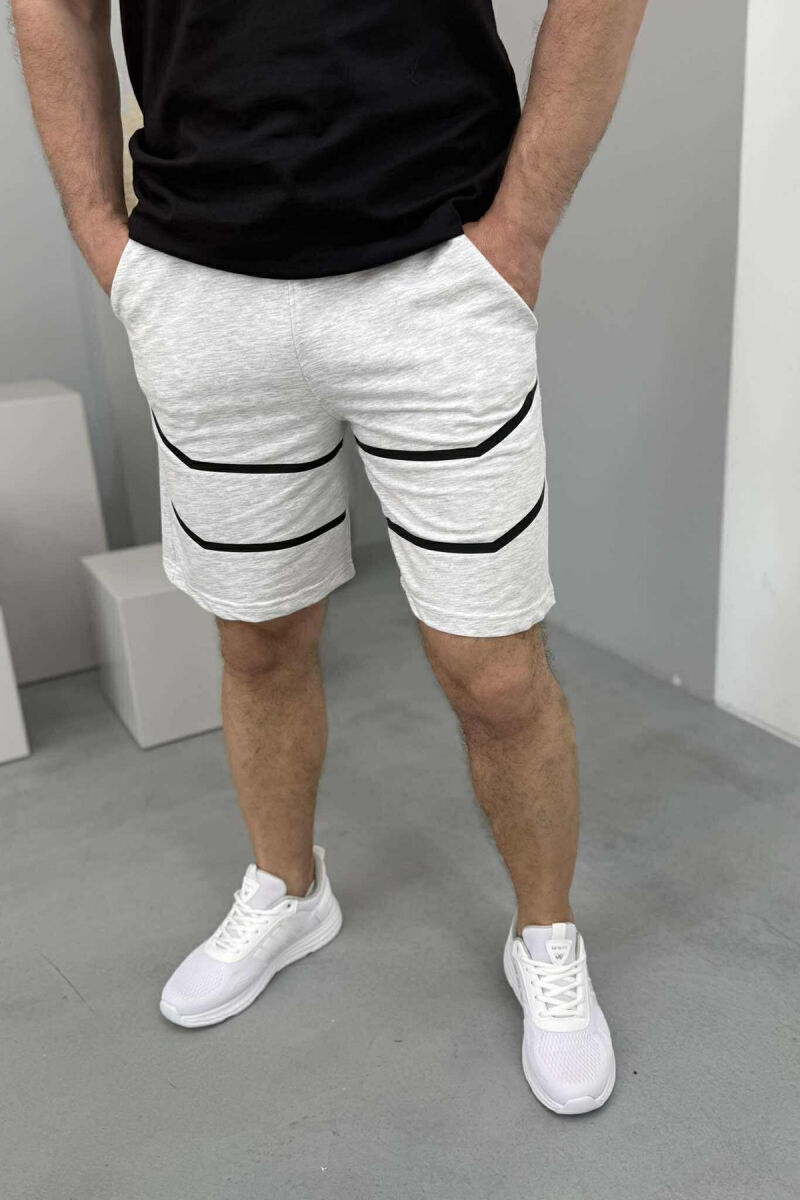 TWO LINES MEN SHORT SWEATPANTS LIGHT GREY/GZ - 4