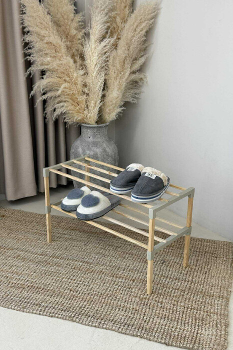 TWO TIER WOODEN SHOES SHELF BEIGE/BEZHE - 6