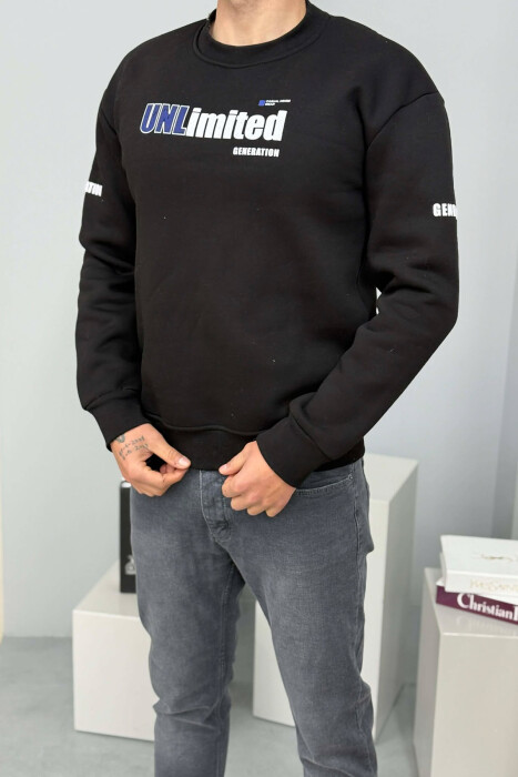 UNLIMITED WRITTING FLUFFY MEN SWEATSHIRT BLACK/ E ZEZE - 2