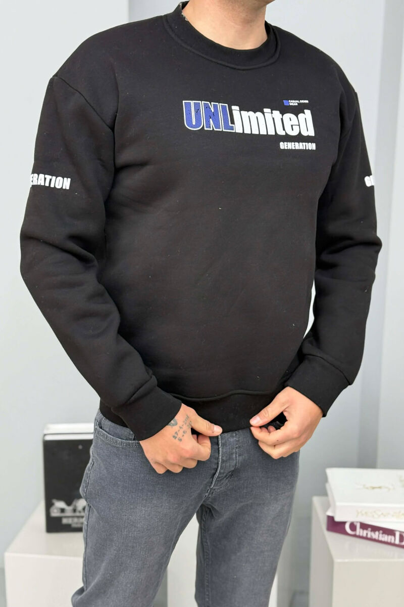 UNLIMITED WRITTING FLUFFY MEN SWEATSHIRT BLACK/ E ZEZE - 3