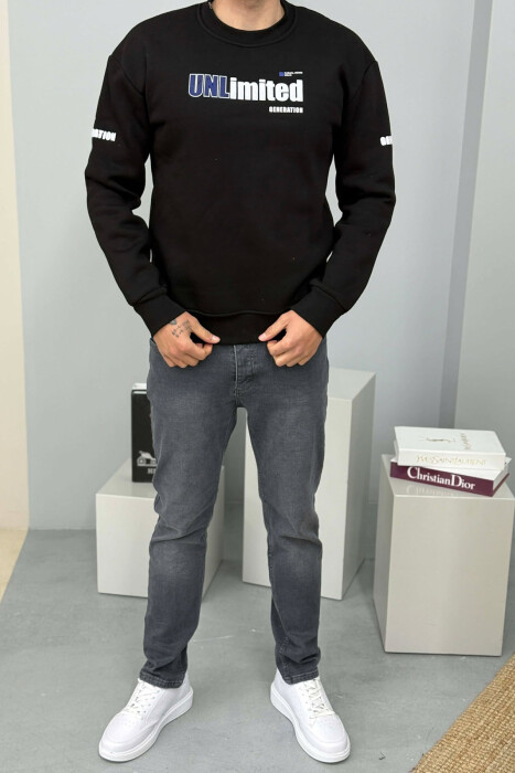 UNLIMITED WRITTING FLUFFY MEN SWEATSHIRT BLACK/ E ZEZE 