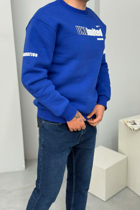 UNLIMITED WRITTING FLUFFY MEN SWEATSHIRT BLUE/BLU - 3