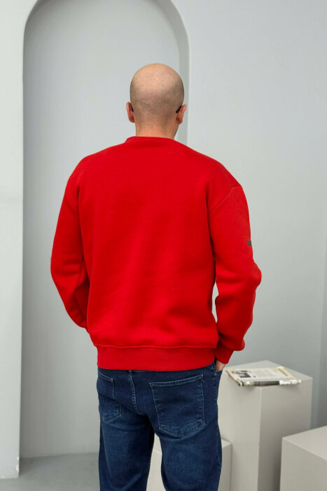 UNLIMITED WRITTING FLUFFY MEN SWEATSHIRT RED/E KUQE - 3