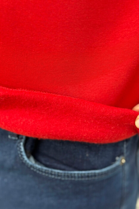 UNLIMITED WRITTING FLUFFY MEN SWEATSHIRT RED/E KUQE - 4