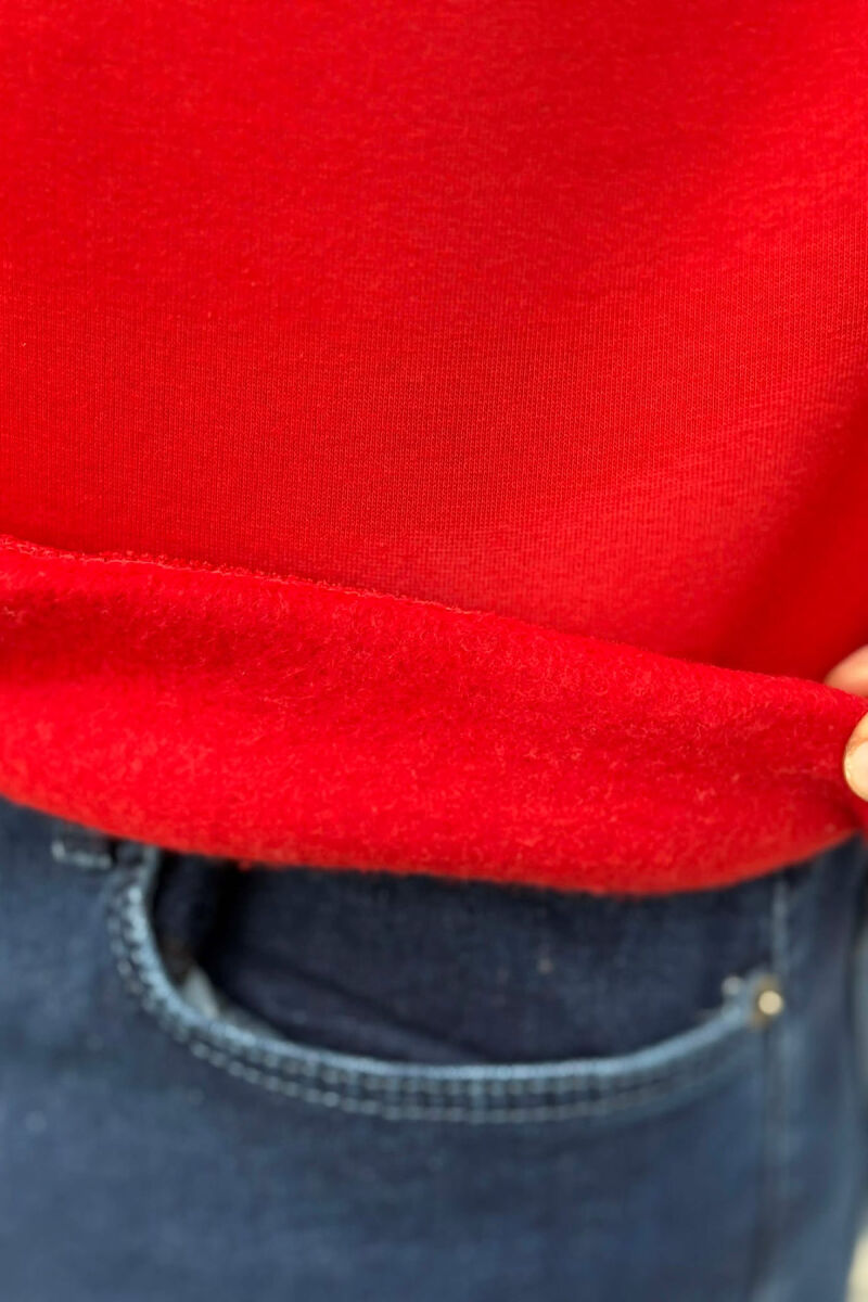 UNLIMITED WRITTING FLUFFY MEN SWEATSHIRT RED/E KUQE - 4