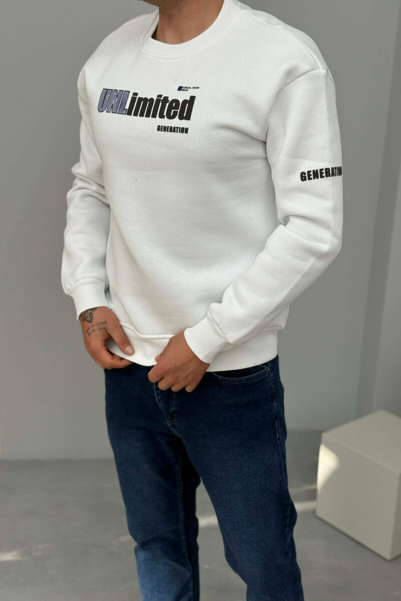 UNLIMITED WRITTING FLUFFY MEN SWEATSHIRT WHITE-E BARDHE - 2