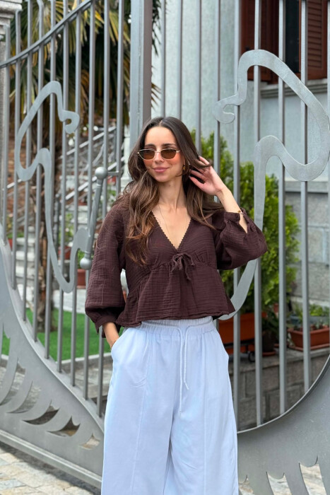 KEMISHE LINO PER FEMRA NE NGJYRE KAFE TE ERRET - KLAUDIO FASHION