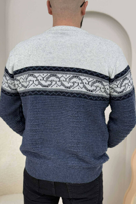 V NECK MEN SWEATER BLUE/BLU - 4