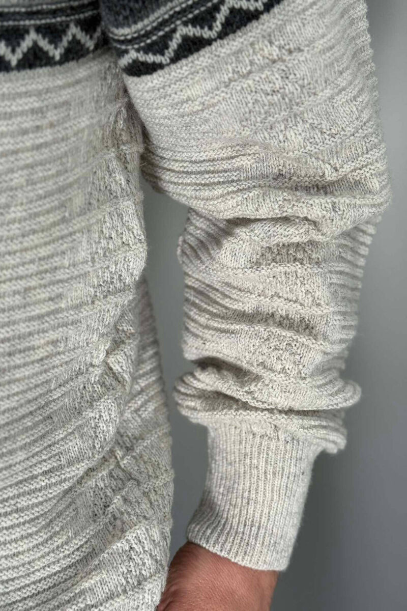 V NECK MEN SWEATER LIGHT GREY/GZ - 2