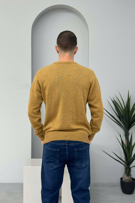 V NECK ONE COLOR MEN SWEATER DARK MUSTARD/MUSTARDE E ERRET - 3