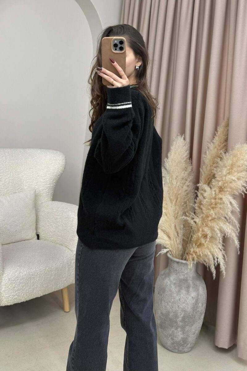 V NECK SIMPLE WOMEN SWEATER BLACK/ E ZEZE - 3