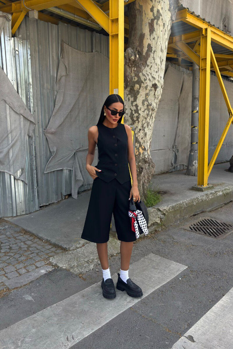 VEST+SHORTS ONE COLOR WOMEN SET BLACK/ E ZEZE - 2