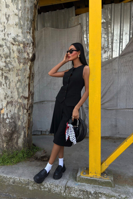 VEST+SHORTS ONE COLOR WOMEN SET BLACK/ E ZEZE - 4