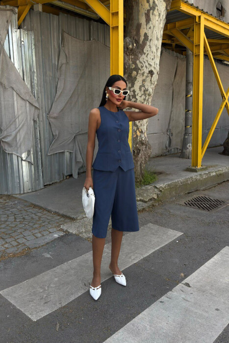 VEST+SHORTS ONE COLOR WOMEN SET BLUE/BLU 