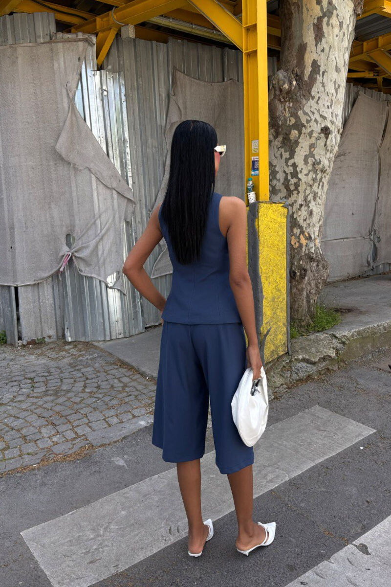 VEST+SHORTS ONE COLOR WOMEN SET BLUE/BLU - 3
