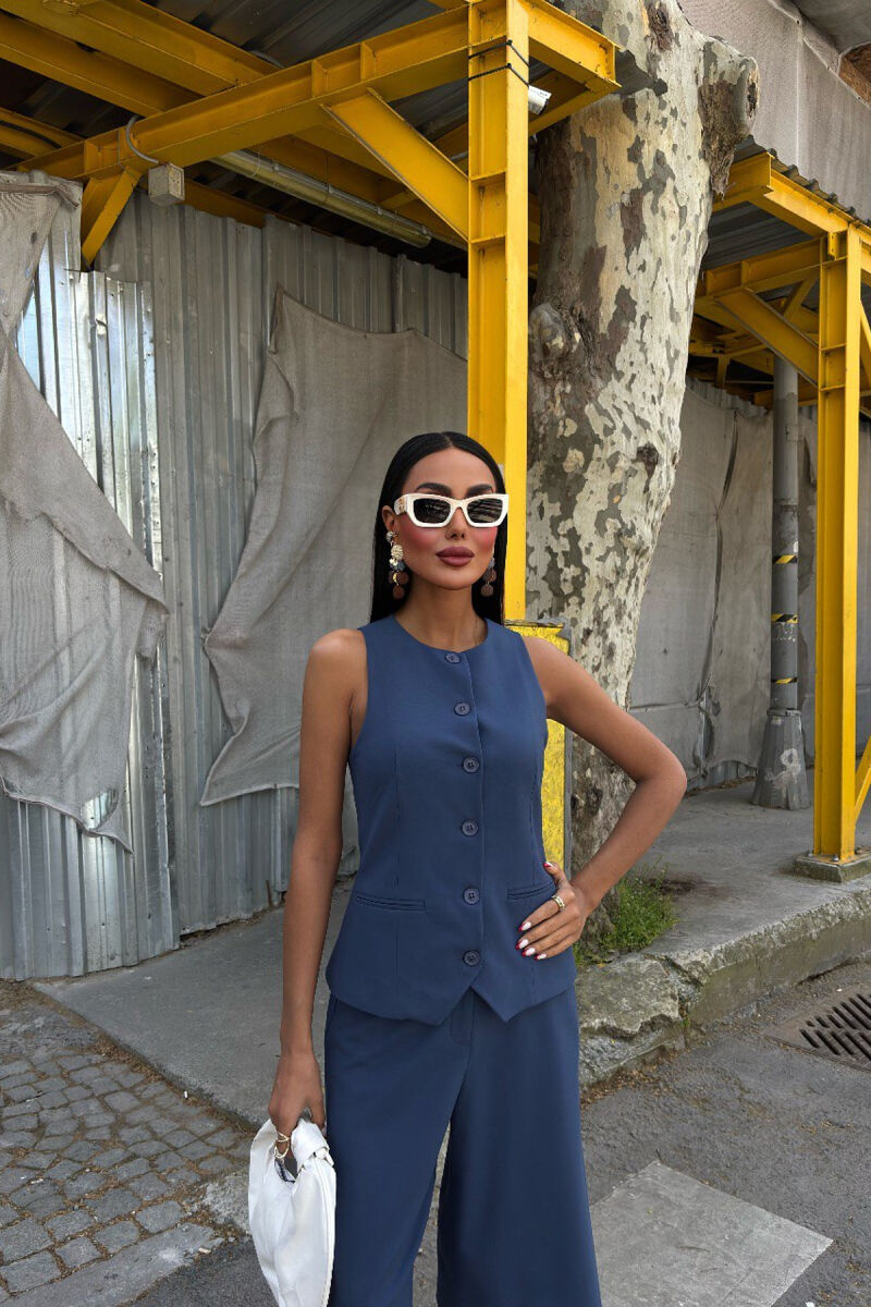 VEST+SHORTS ONE COLOR WOMEN SET BLUE/BLU - 4