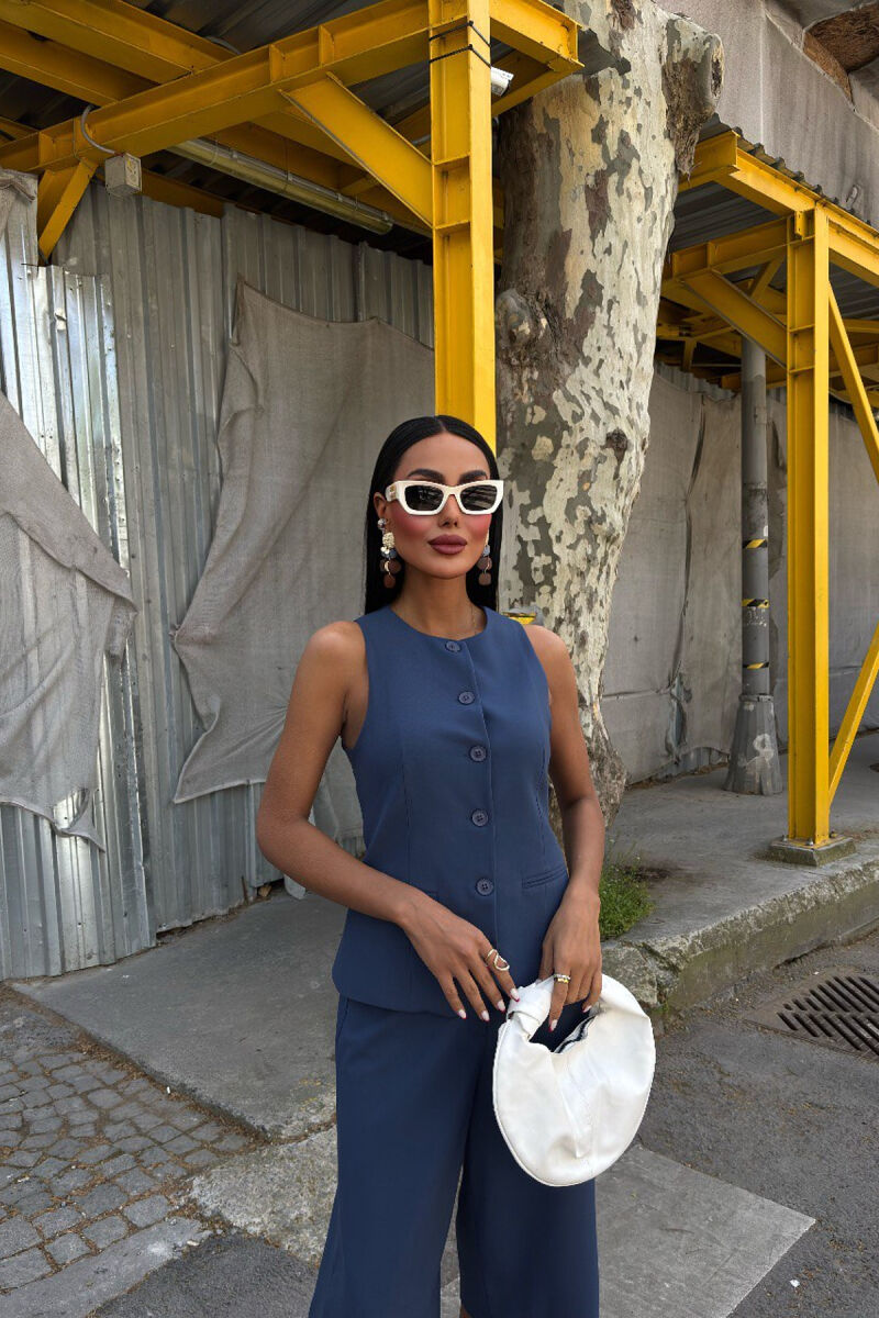 VEST+SHORTS ONE COLOR WOMEN SET BLUE/BLU - 5