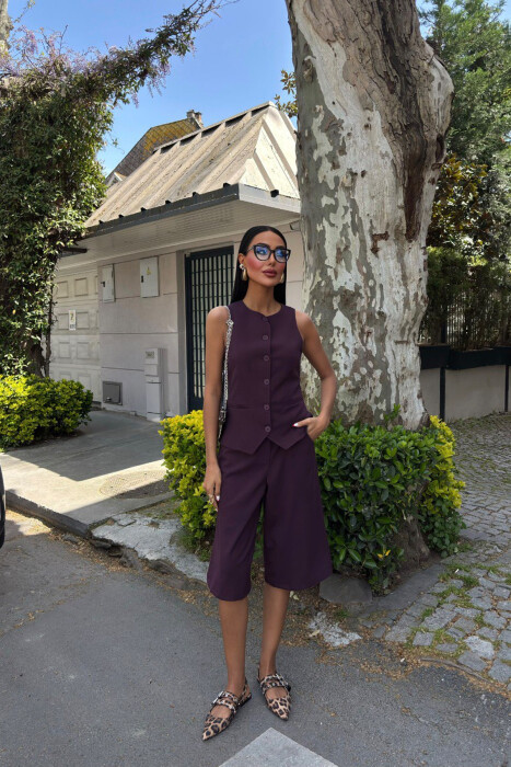 VEST+SHORTS ONE COLOR WOMEN SET DARK PURPLE/LEJLA ERRET 