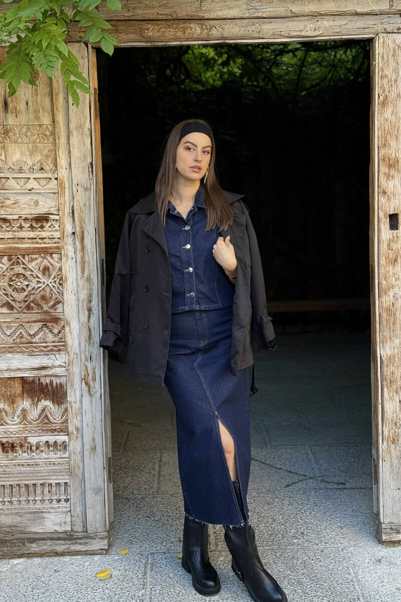 VEST+SKIRT DENIM WOMEN SET BLUE/BLU - 2