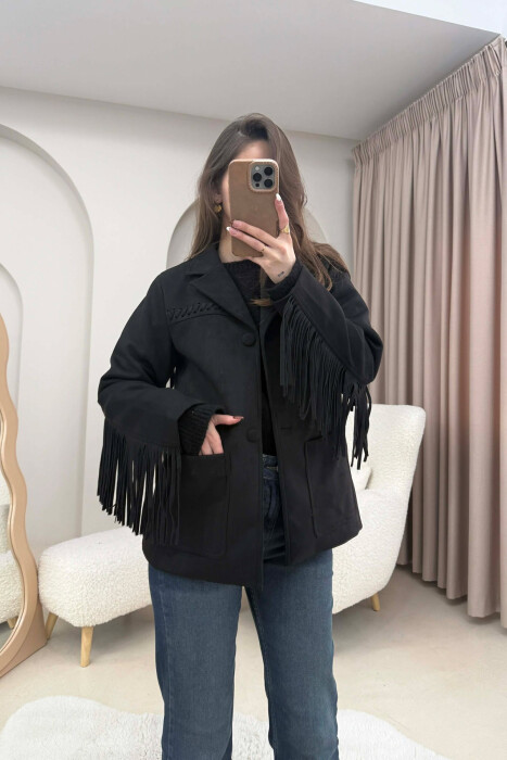 VONDA SUEDE WOMEN JACKET BLACK/ E ZEZE - 5