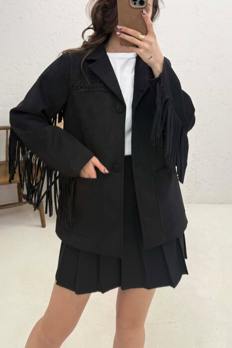 VONDA SUEDE WOMEN JACKET BLACK/ E ZEZE - KLAUDIO FASHION