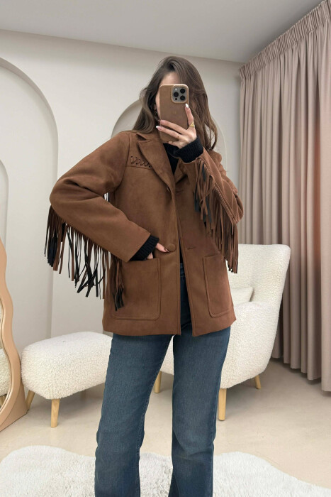 VONDA SUEDE WOMEN JACKET BROWN/KAFE - 5