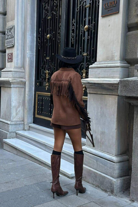 VONDA SUEDE WOMEN JACKET BROWN/KAFE - 3