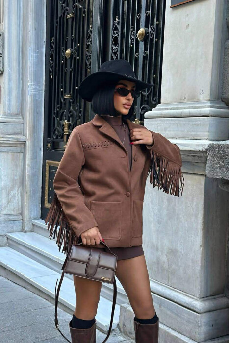 VONDA SUEDE WOMEN JACKET BROWN/KAFE - 4