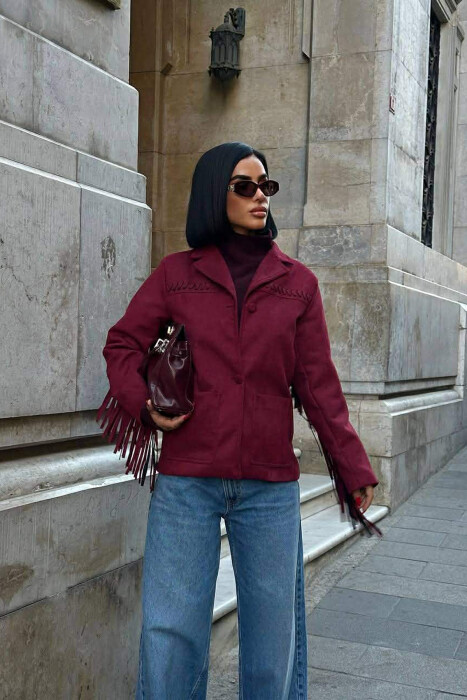 VONDA SUEDE WOMEN JACKET BURGUNDY/VISHNJE - KLAUDIO FASHION