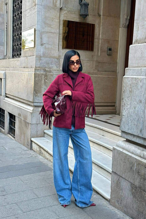 VONDA SUEDE WOMEN JACKET BURGUNDY/VISHNJE - 2