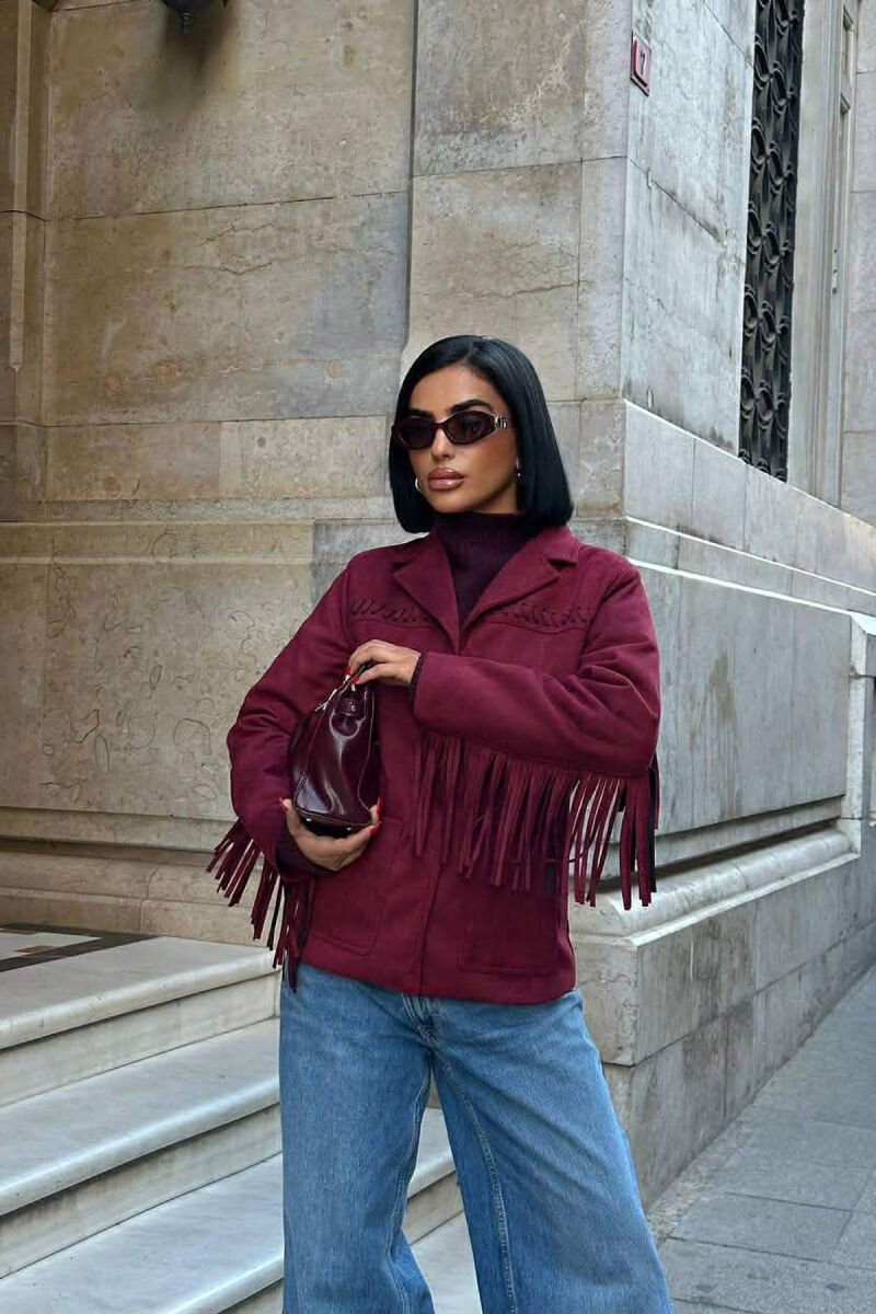 VONDA SUEDE WOMEN JACKET BURGUNDY/VISHNJE - 3