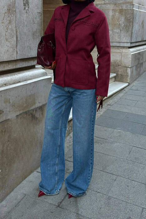 VONDA SUEDE WOMEN JACKET BURGUNDY/VISHNJE - 4