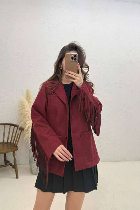 VONDA SUEDE WOMEN JACKET BURGUNDY/VISHNJE - 3