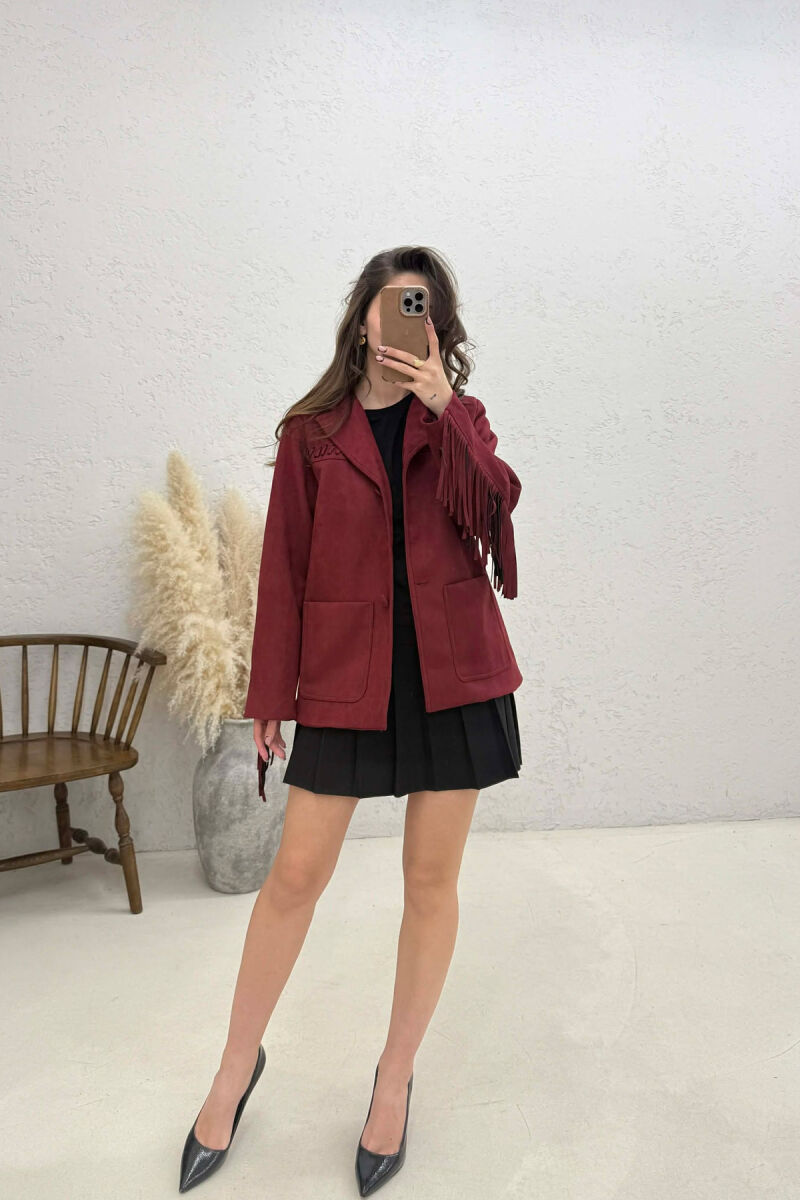 VONDA SUEDE WOMEN JACKET BURGUNDY/VISHNJE - 4
