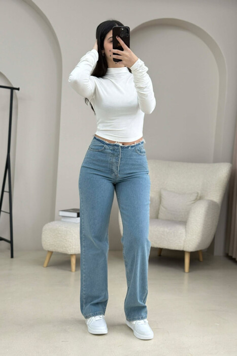 WAIST DETAIL ONE COLOR WOMEN JEANS BLUE/BLU - 1